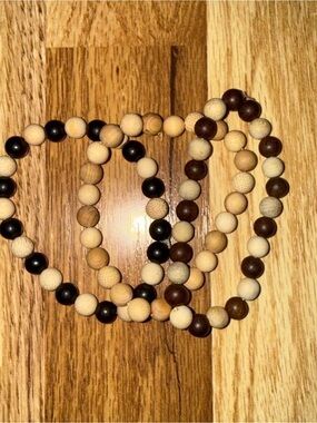Wooden Bead Stretch Bracelet Set - Natural Tan, Brown & Black